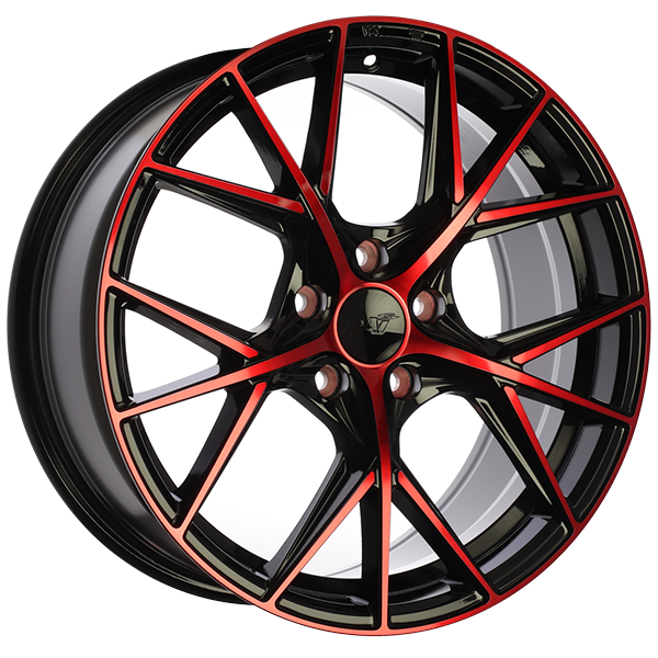 DAI Wheels A-SPEC Gloss Black - Machined Face - Red Face 15x6.5 5x114.3 et40 67.1