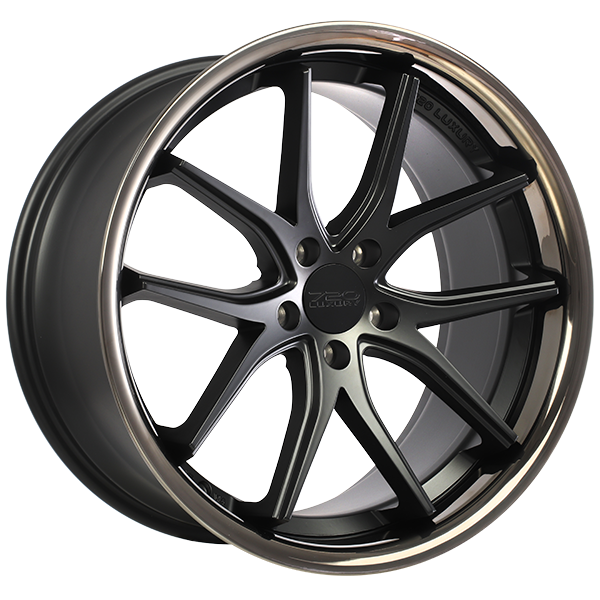 720 Luxury VANQUISH Satin Black - Black Stainless Lip 20x9.0 5x108 et35 63.4