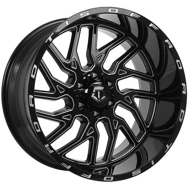 TIS Wheels 544 Gloss Black - Milled Edge 22x12.0 6x135/6x139.7 et-44 108.1
