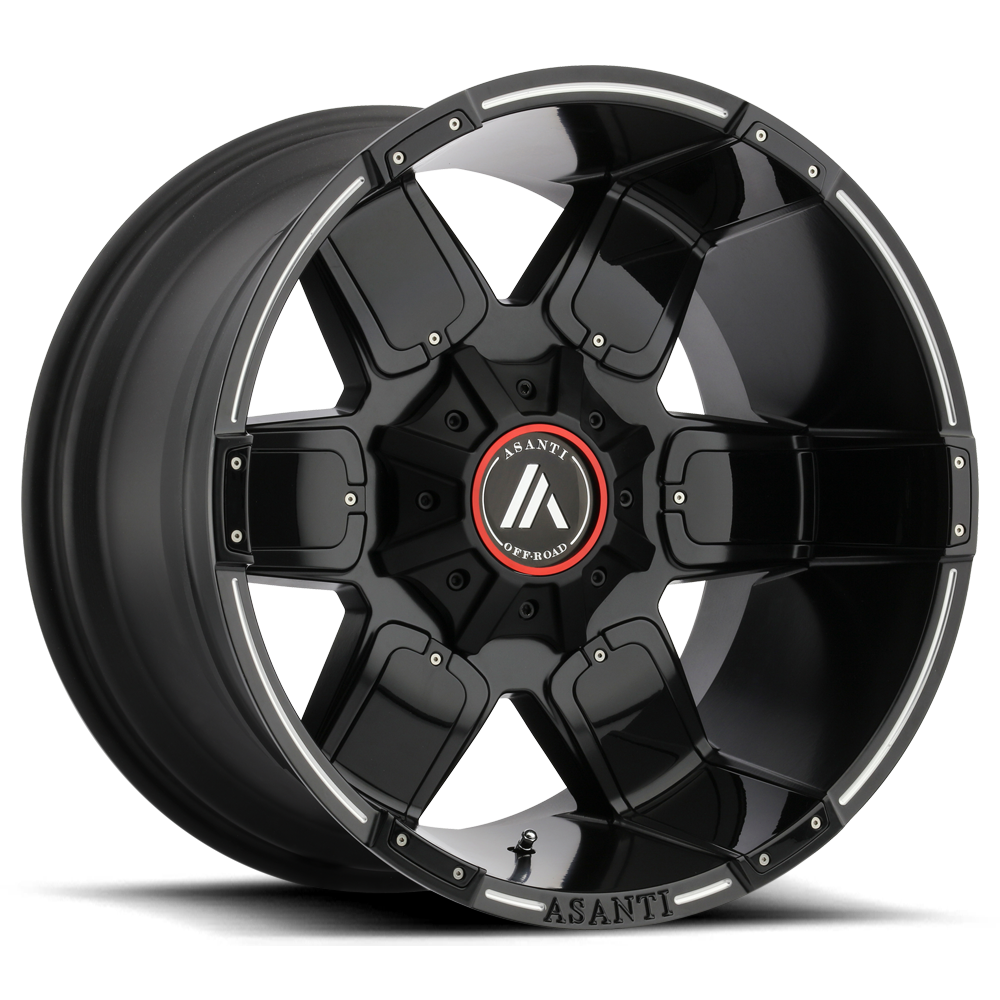 Asanti Off Road AB811 WARTHOG SATIN BLACK MILLED W/ GLOSS BLACK ACCENTS 22X12 8x165.1 et-44 125.1