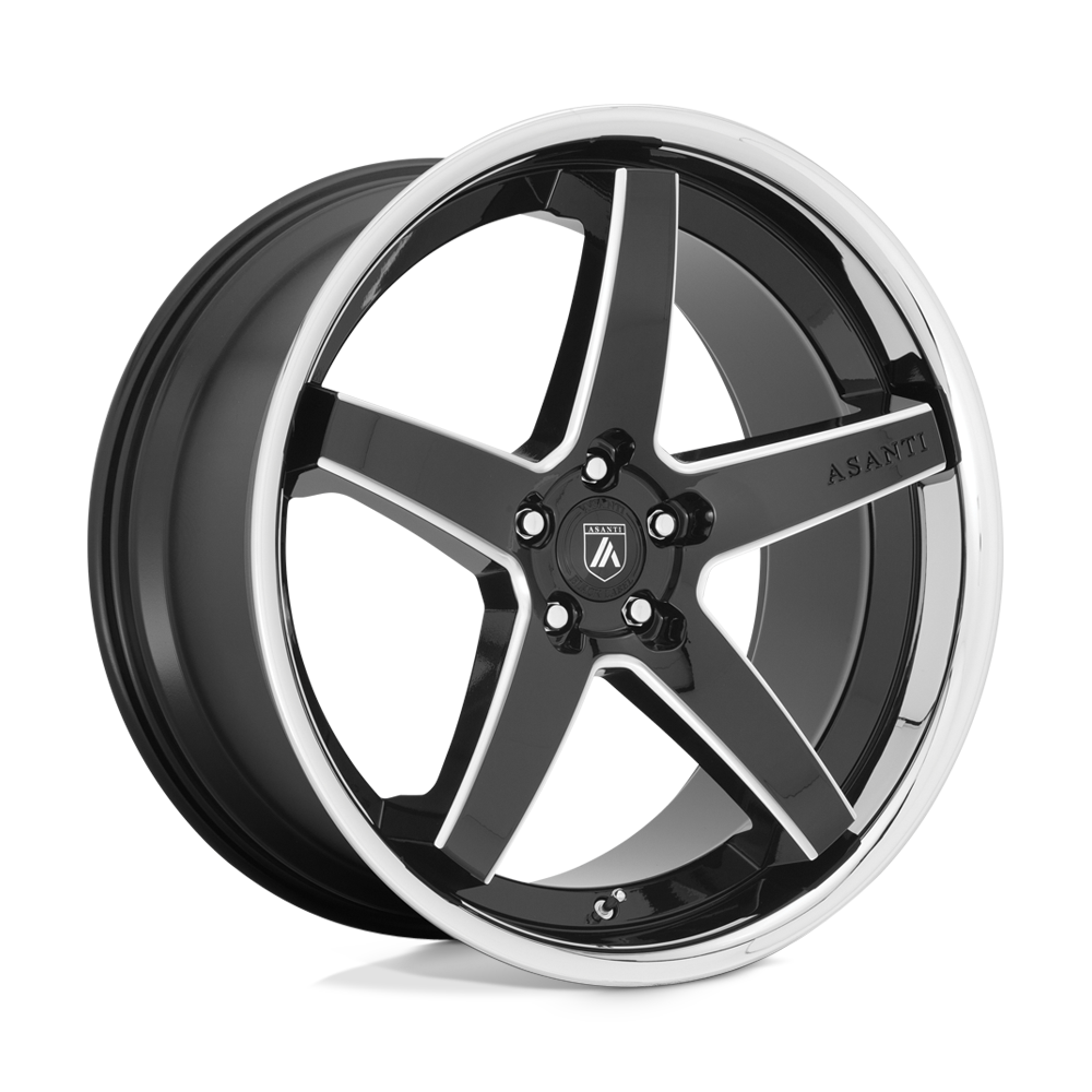 Asanti Black ABL31 REGAL GLOSS BLACK MILLED W/ CHROME LIP 22X10.5 5x114.3 et35 72.56