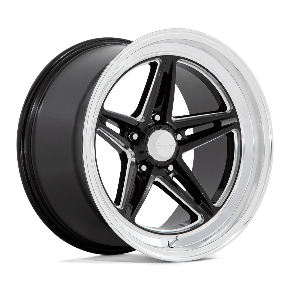 American Racing Vintage VN514 GROOVE GLOSS BLACK W/ DIAMOND CUT LIP 18X8 5x120.65 et0 72.56