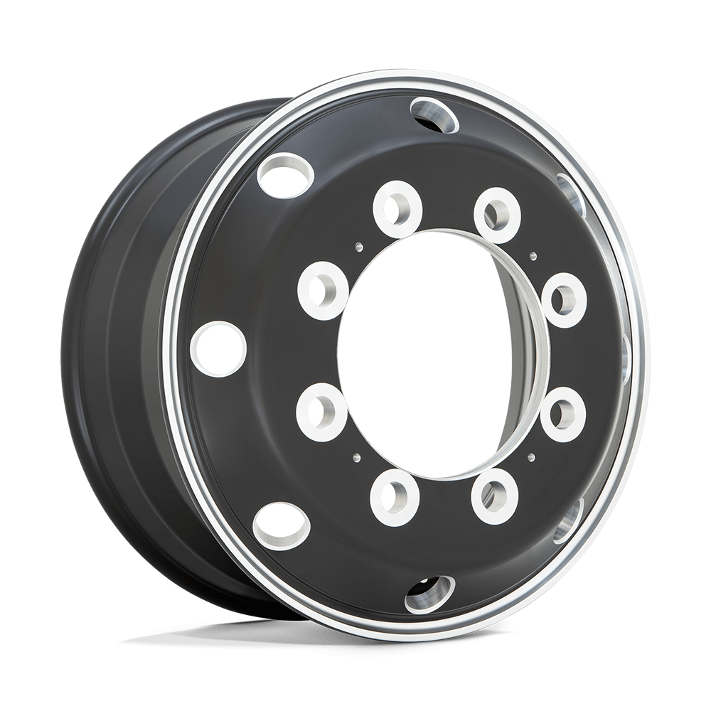 ATX AO404 JOURNEY SATIN BLACK W/ POLISHED LIP - FRONT & REAR INNER 22.5X8.25 10x285.75 et144 220.1