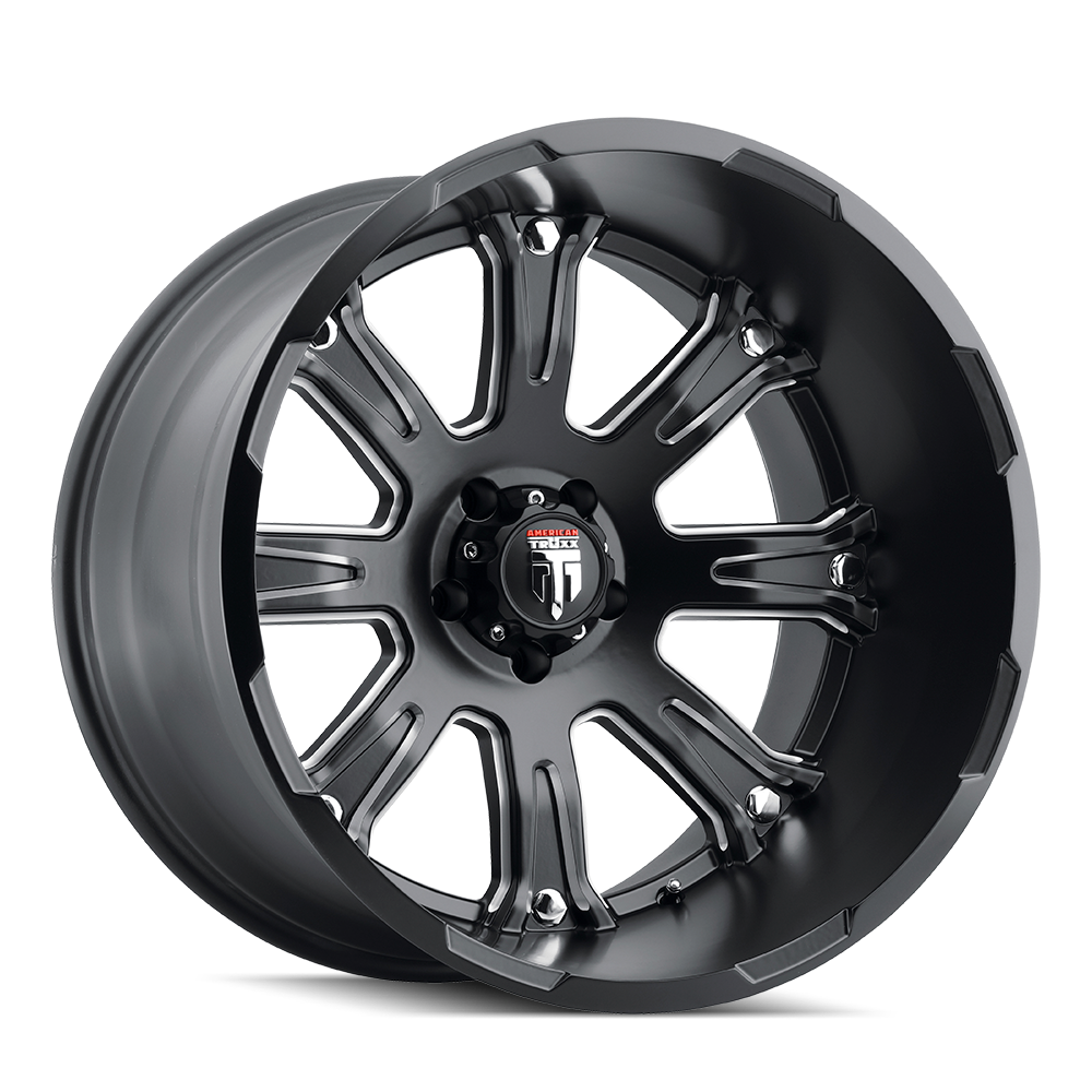 AMERICAN TRUXX BOMB SATIN BLACK MILLED 22x14.0 8x180 et-76 125.2
