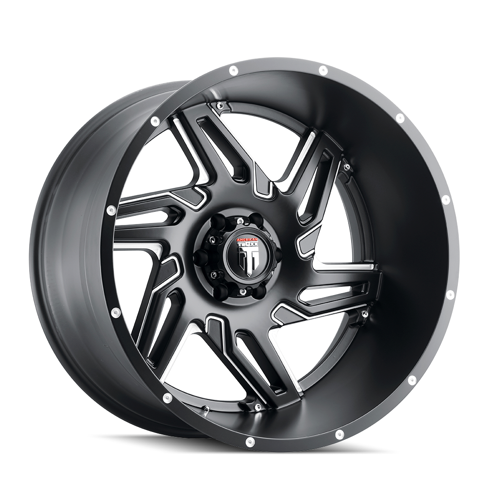 AMERICAN TRUXX SPURS SATIN BLACK MILLED 24x14.0 5x127 et-76 78.1
