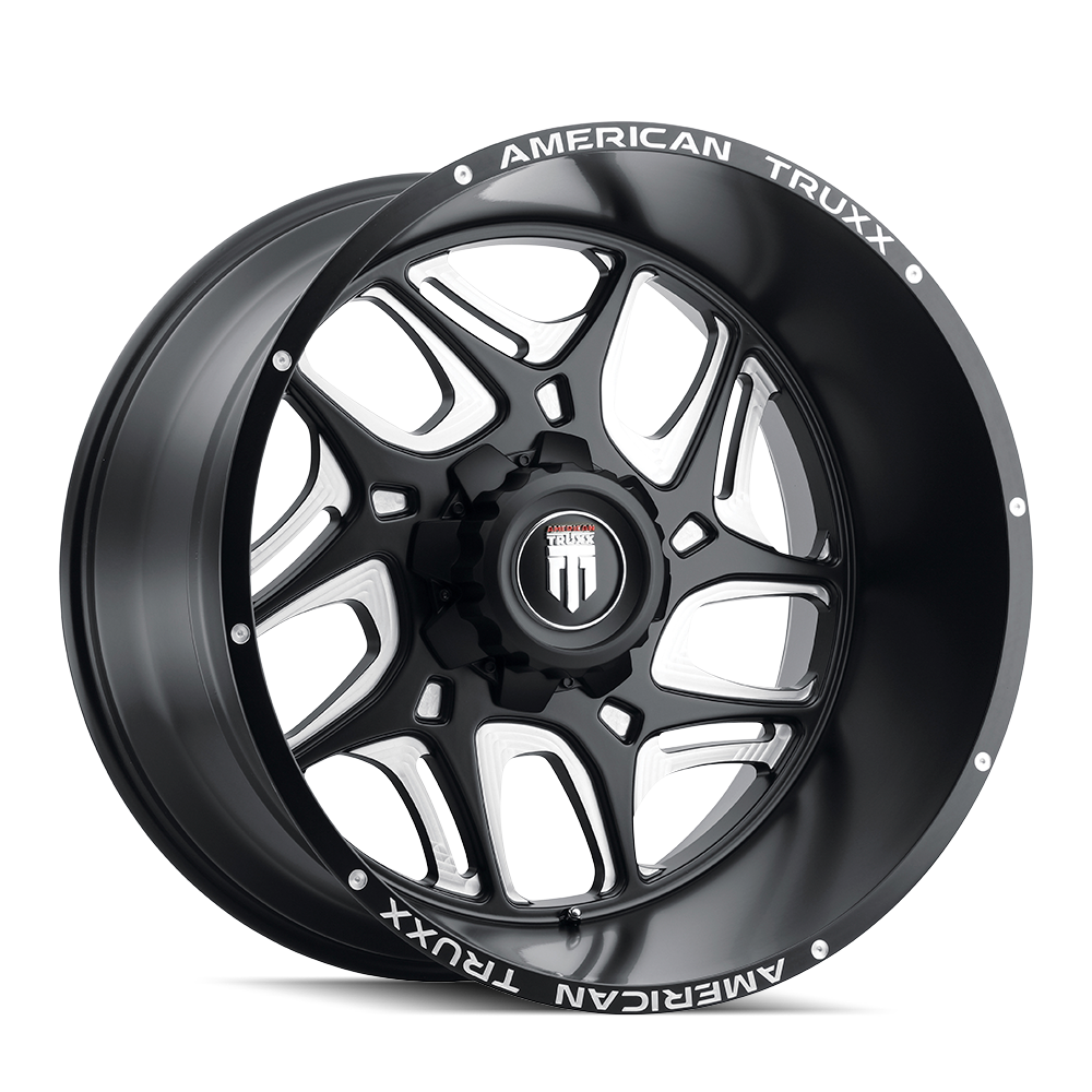 AMERICAN TRUXX SWEEP SATIN BLACK MILLED 20x9.0 8x180 et-12 125.2