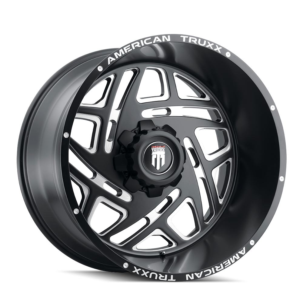 AMERICAN TRUXX COSMOS SATIN BLACK MILLED 22x12.0 8x180 et-44 124.2
