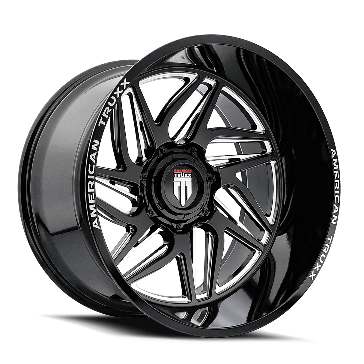 AMERICAN TRUXX GOLIATH GLOSS BLACK MILLED 20x10.0 8x165.1 et-24 125.2