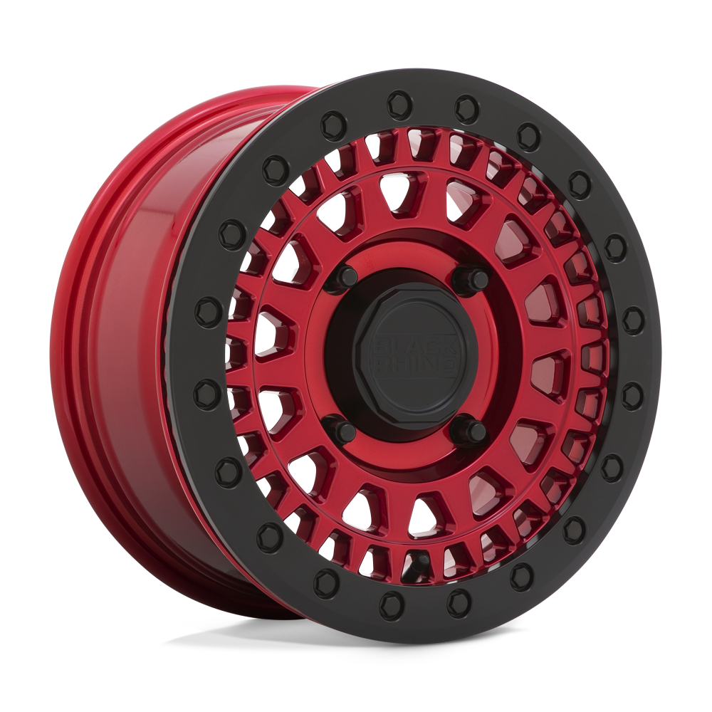 Black Rhino Powersports PARKER UTV BEADLOCK CANDY RED W/ BLACK BEAD RING 15X7 4x156 et36 132