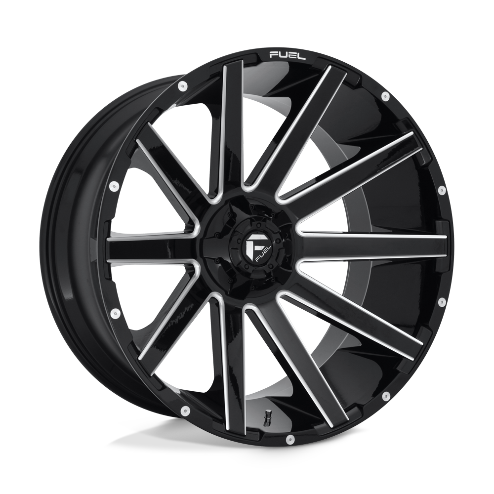 Fuel 1PC D615 CONTRA GLOSS BLACK MILLED 24X12 6x135/6x139.7 et-44 106.1