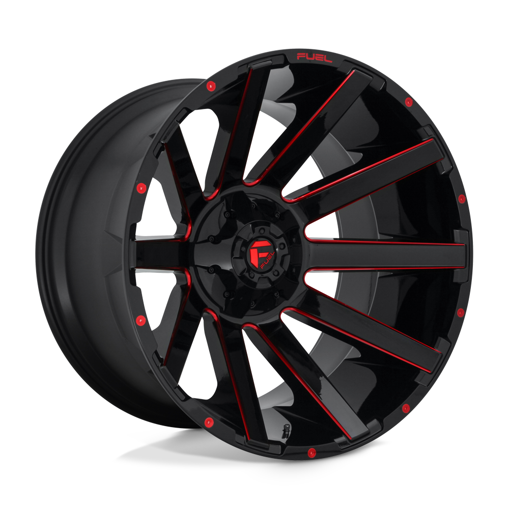 Fuel 1PC D643 CONTRA GLOSS BLACK RED TINTED CLEAR 24X14 8x180 et-75 124.2