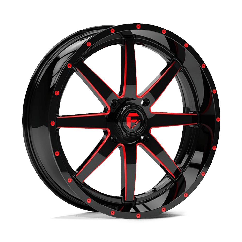 Fuel UTV D650 MAVERICK UTV GLOSS BLACK MILLED W/ RED TINT 20X7 4x156 et13 132