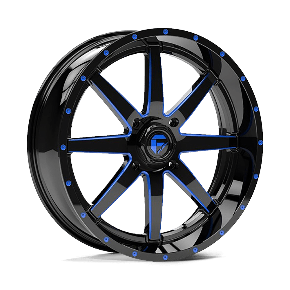 Fuel UTV D651 MAVERICK UTV GLOSS BLACK MILLED W/ BLUE TINT 22X7 4x137 et13 110.1