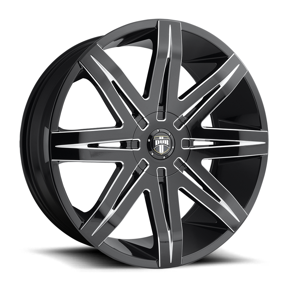 DUB 1PC S227 STACKS GLOSS BLACK MILLED 24X9.5 BLANK et25 78.1