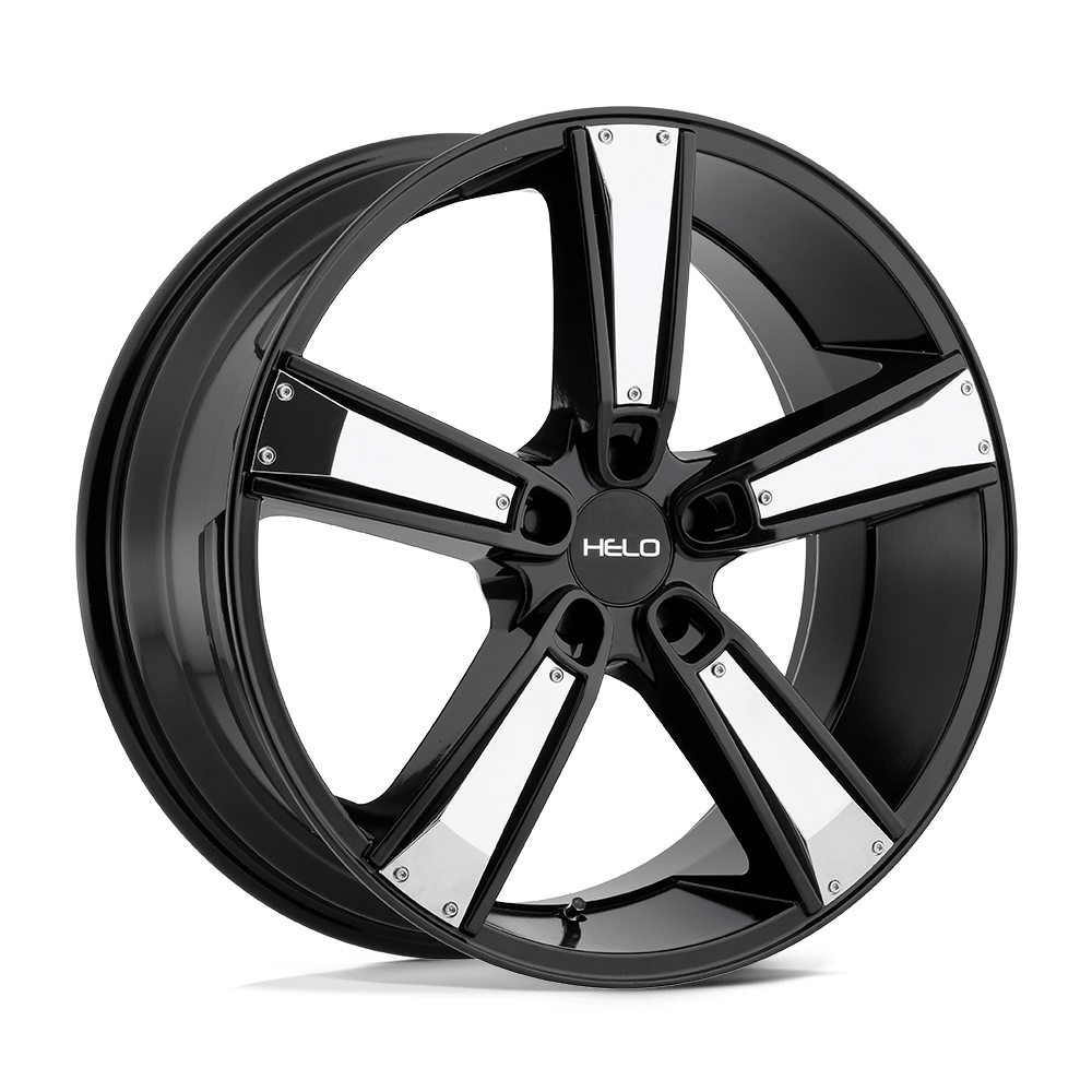 Helo HE899 SATIN BLACK W/ GLOSS BLACK & CHROME INSERTS 17X7 5x114.3 et38 72.56