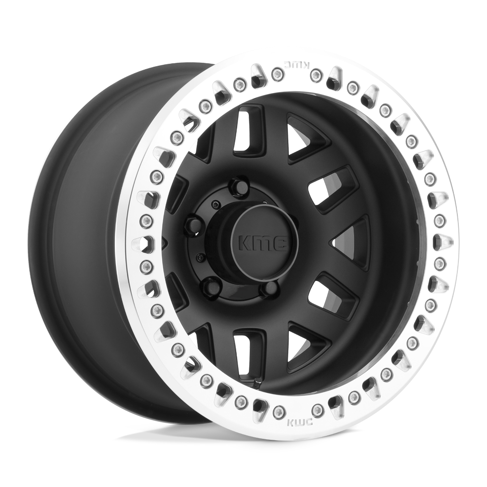 KMC KM229 MACHETE CRAWL BEADLOCK SATIN BLACK W/ MACHINED RING 17X9 5x127 et-38 78.1
