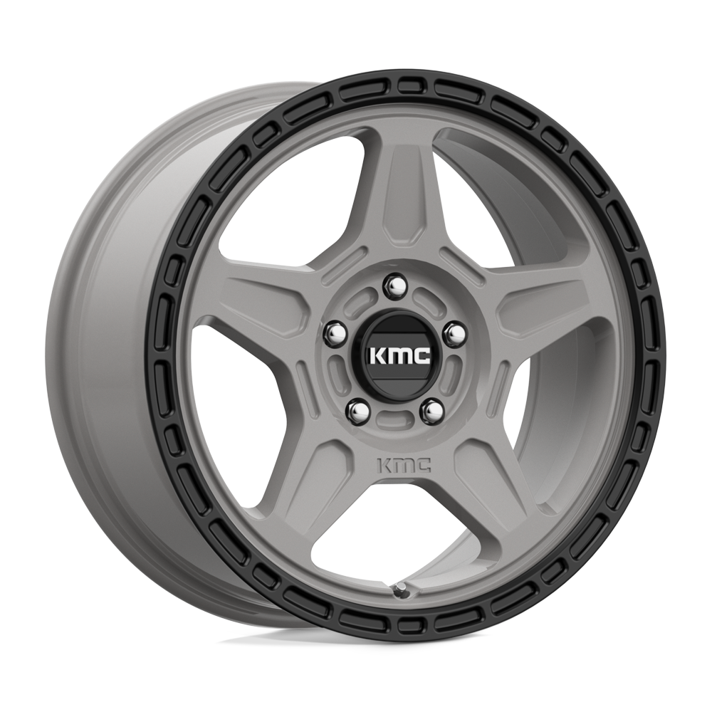 KMC KM721 ALPINE SATIN GRAY W/ BLACK LIP 17X8 5x108 et38 72.56