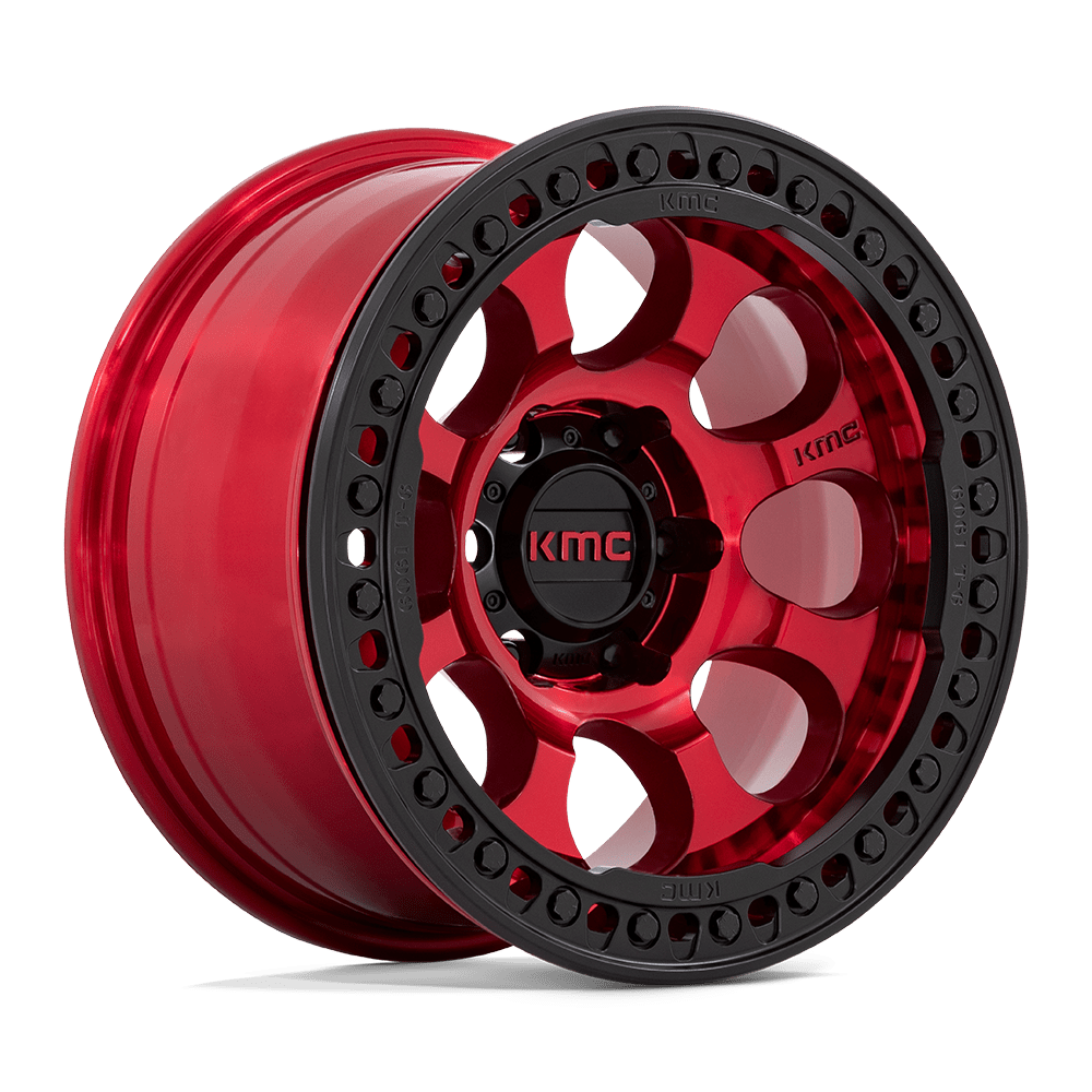KMC KM237 RIOT BEADLOCK CANDY RED W/ SATIN BLACK RING 17X9 5x127 et-38 71.5