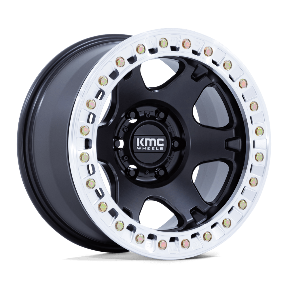 KMC KM238 VI BEADLOCK SATIN BLACK W/ MACHINED RING 17X9 8x170 et-38 125.1