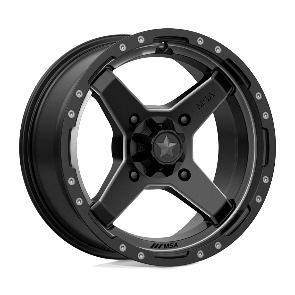 MSA Offroad Wheels M39 CROSS SATIN BLACK W/ TITANIUM TINT 15X7 4x156 et10 132