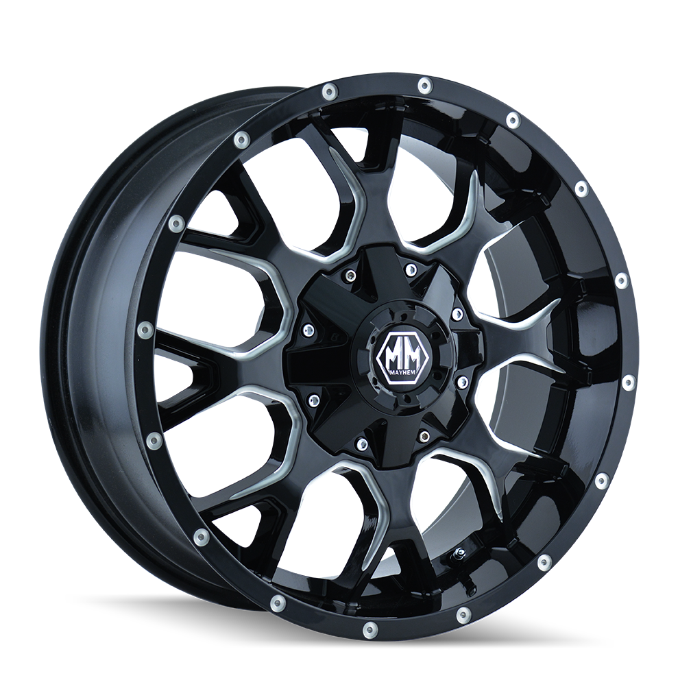 MAYHEM WARRIOR GLOSS BLACK MILLED 22x12.0 6x135/6x139.7 et-44 106