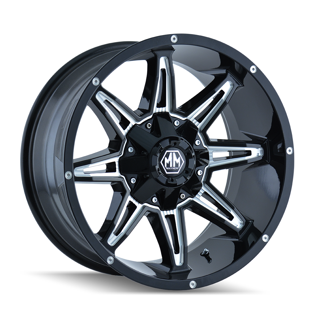 MAYHEM RAMPAGE  GLOSS BLACK MILLED 17x9.0 8x170 et-12 130.8