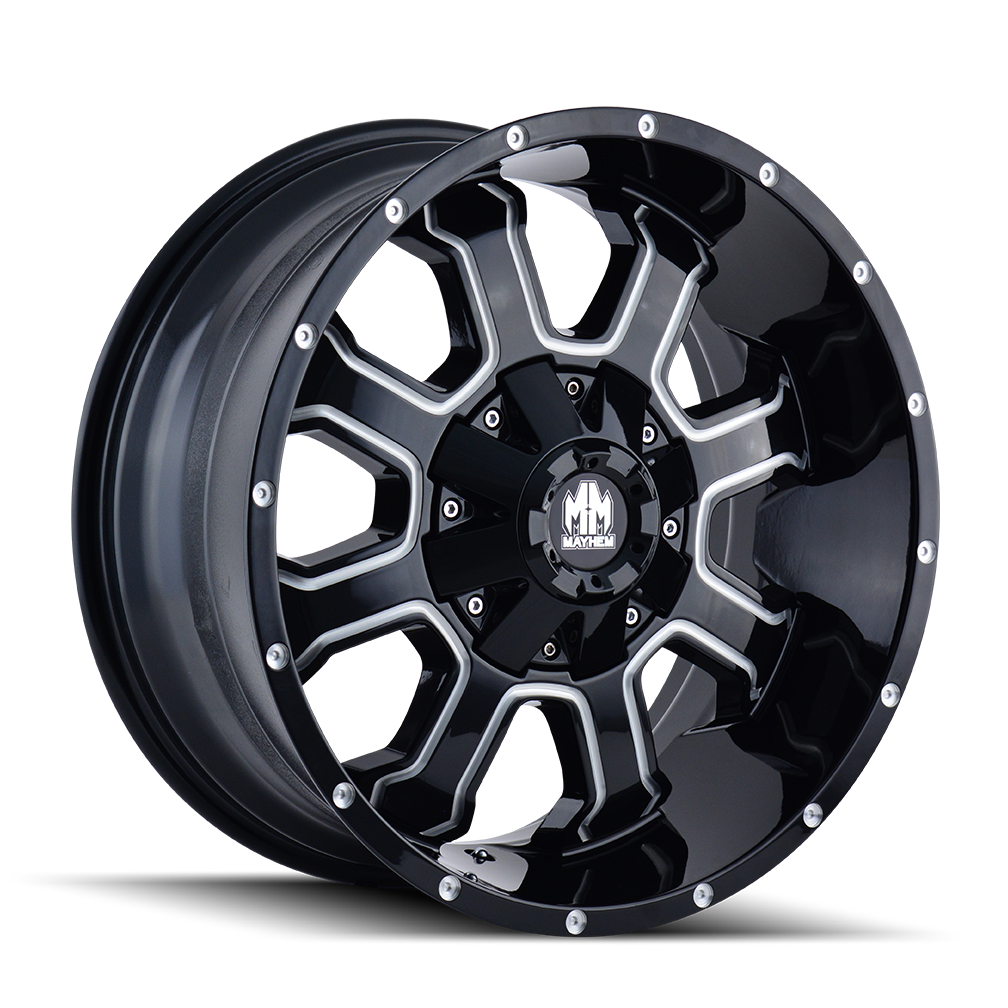 MAYHEM FIERCE GLOSS BLACK MILLED 20x9.0 8x180 et0 124.1