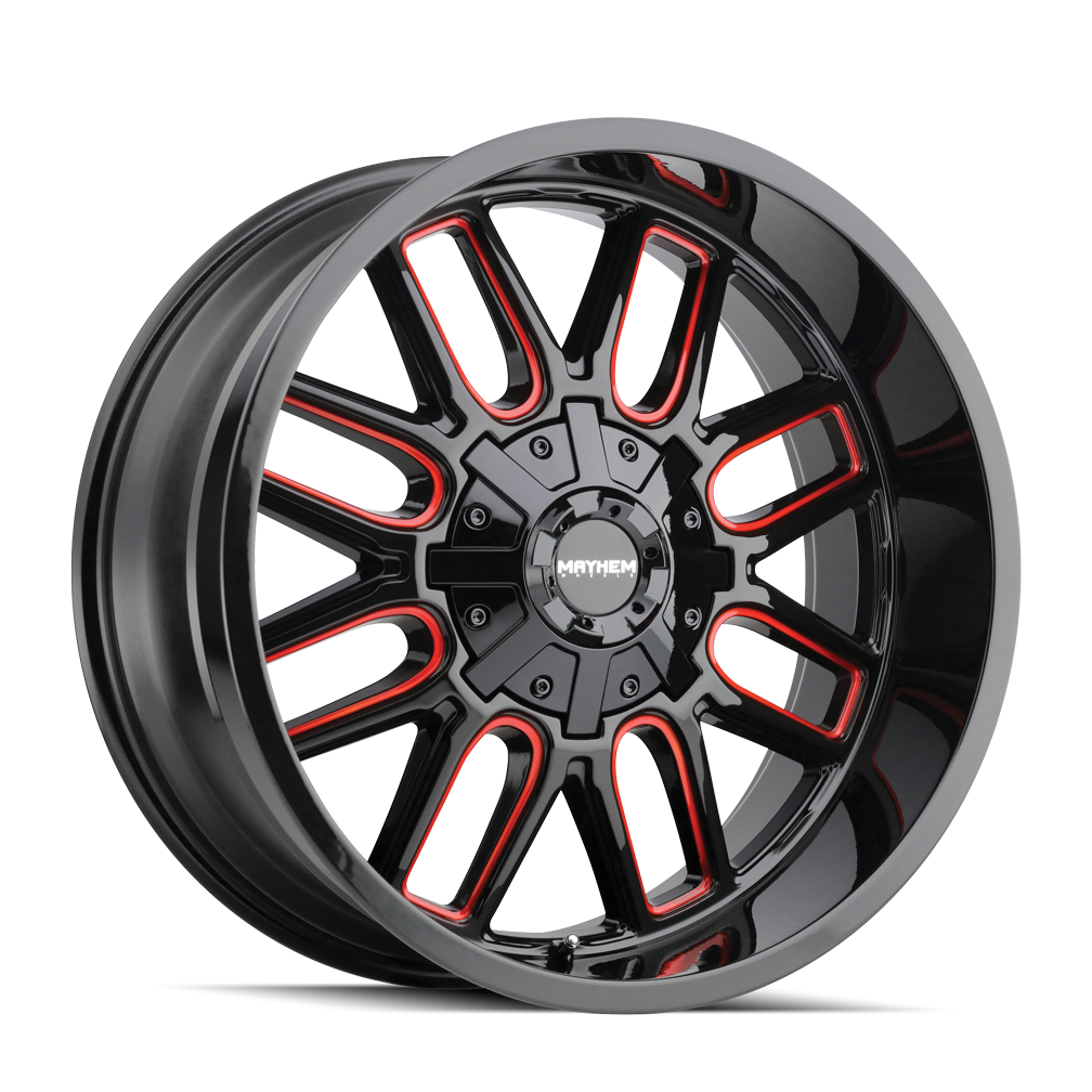 MAYHEM COGENT GLOSS BLACK MILLED PRISM RED 22x10.0 6x135/6x139.7 et-19 106