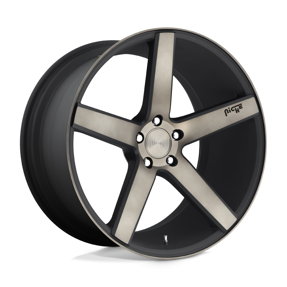 Niche 1PC M134 MILAN MATTE BLACK MACHINED W/ DOUBLE DARK TINT 22X10 5x127 et35 71.5