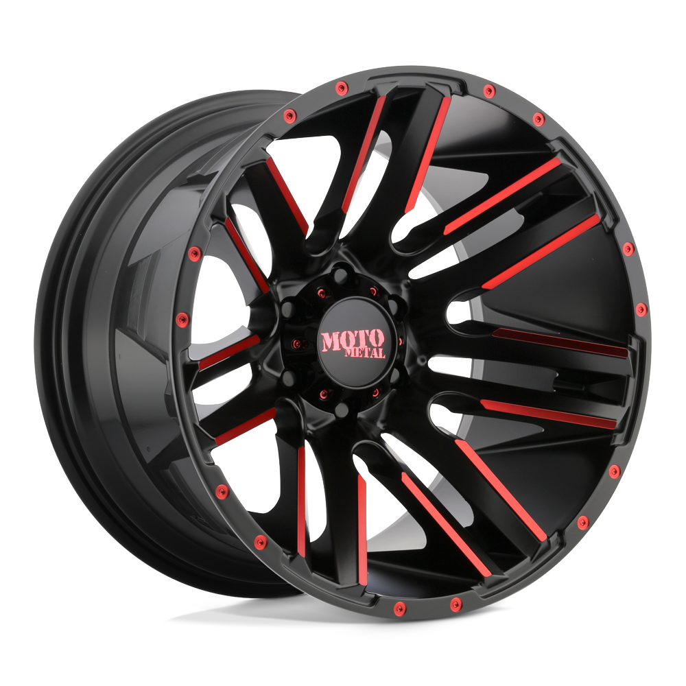 Moto Metal MO978 RAZOR SATIN BLACK MACHINED W/ RED CLEAR COAT 20X10 5x150 et-24 110.1