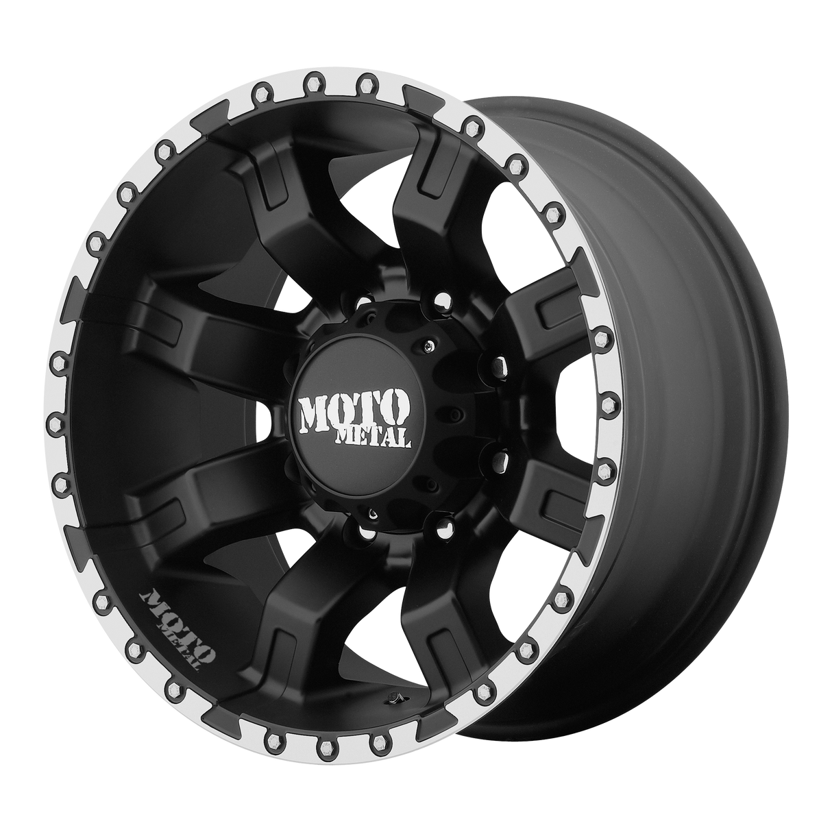 Moto Metal MO968 SATIN BLACK W MACHINED FLANGE 20X12 8x180 et-44 124.2