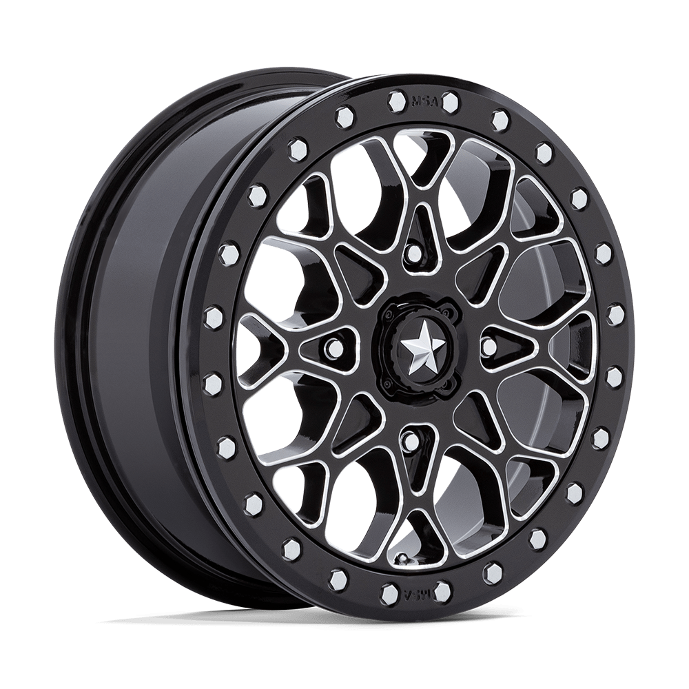 MSA Offroad Wheels M48 PORTAL BEADLOCK GLOSS BLACK MILLED W/ GB RING 15X6 4x110 et38 86