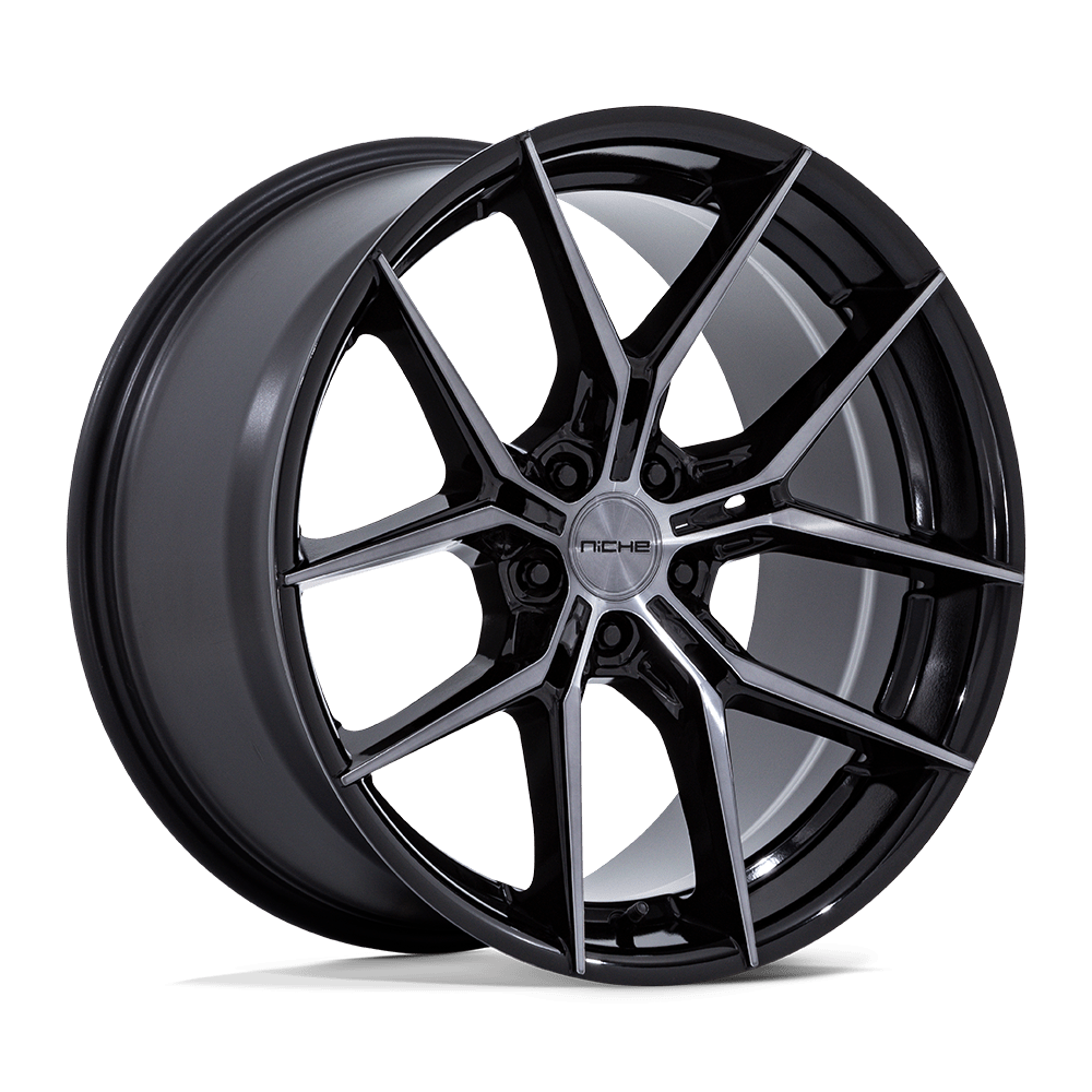 Niche 1PC NC279 PRODIGY 5 GLOSS BLACK DARK TINTED CLEAR 22X10.5 5x120 et38 74.1