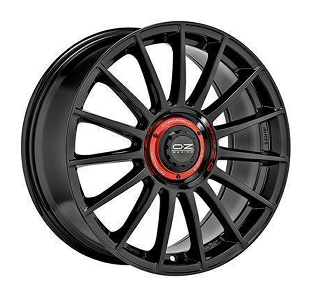 OZ SUPERTUR EVOLUZIONE GLOSS BLACK + RED LETTERS 19X8.5 5X112 et38 CBN/A W01852203EM4