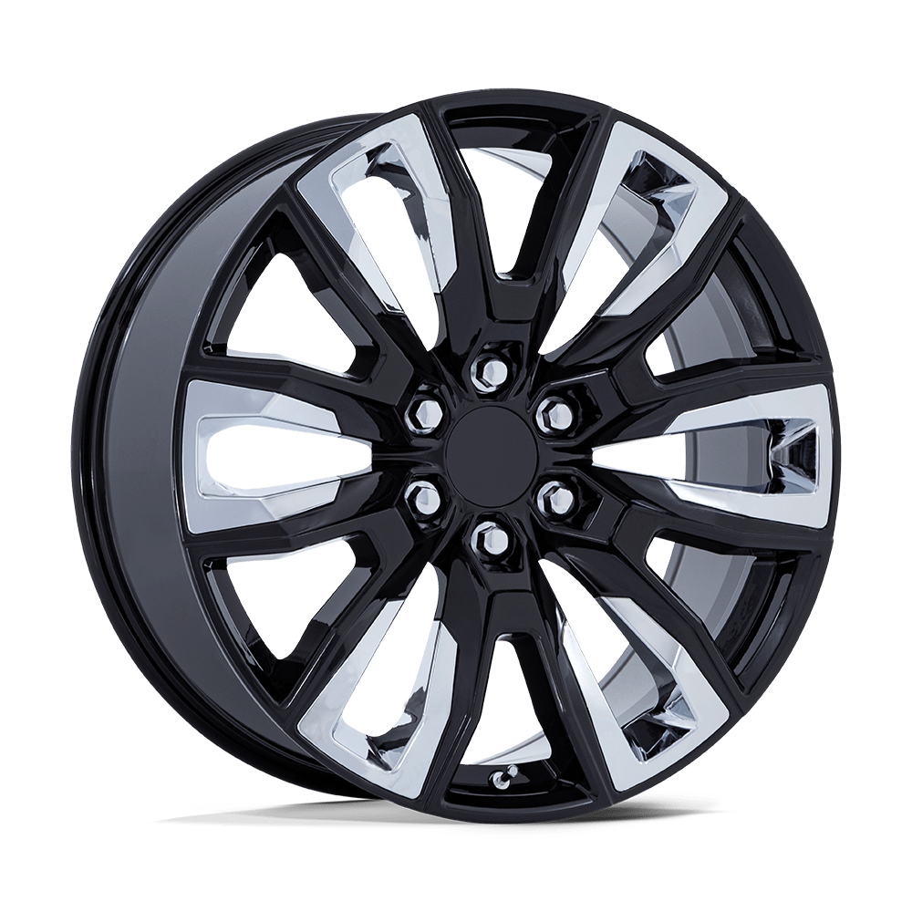 Performance Replicas PR225 GLOSS BLACK W/ CHROME ACCENTS 22X9 6x139.7 et28 78.1