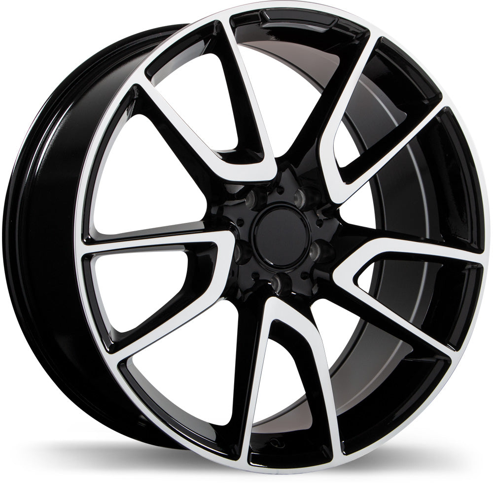 Replika R207 Gloss Black with Machined Face 5x112 19x8.5  et40 66.5