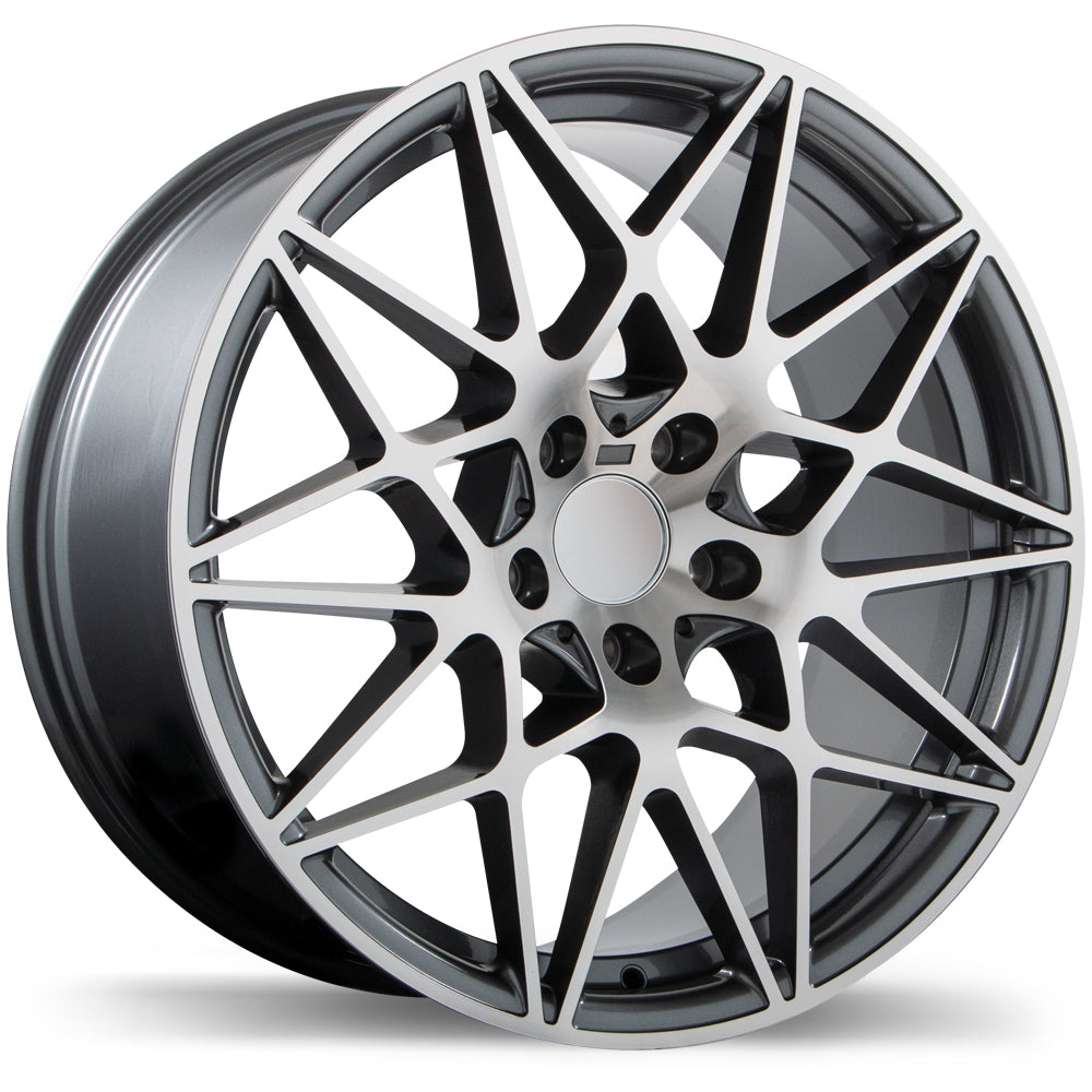 Replika R208 Gloss Gunmetal with Machined Face 5x120 19x9.5  et40 72.6
