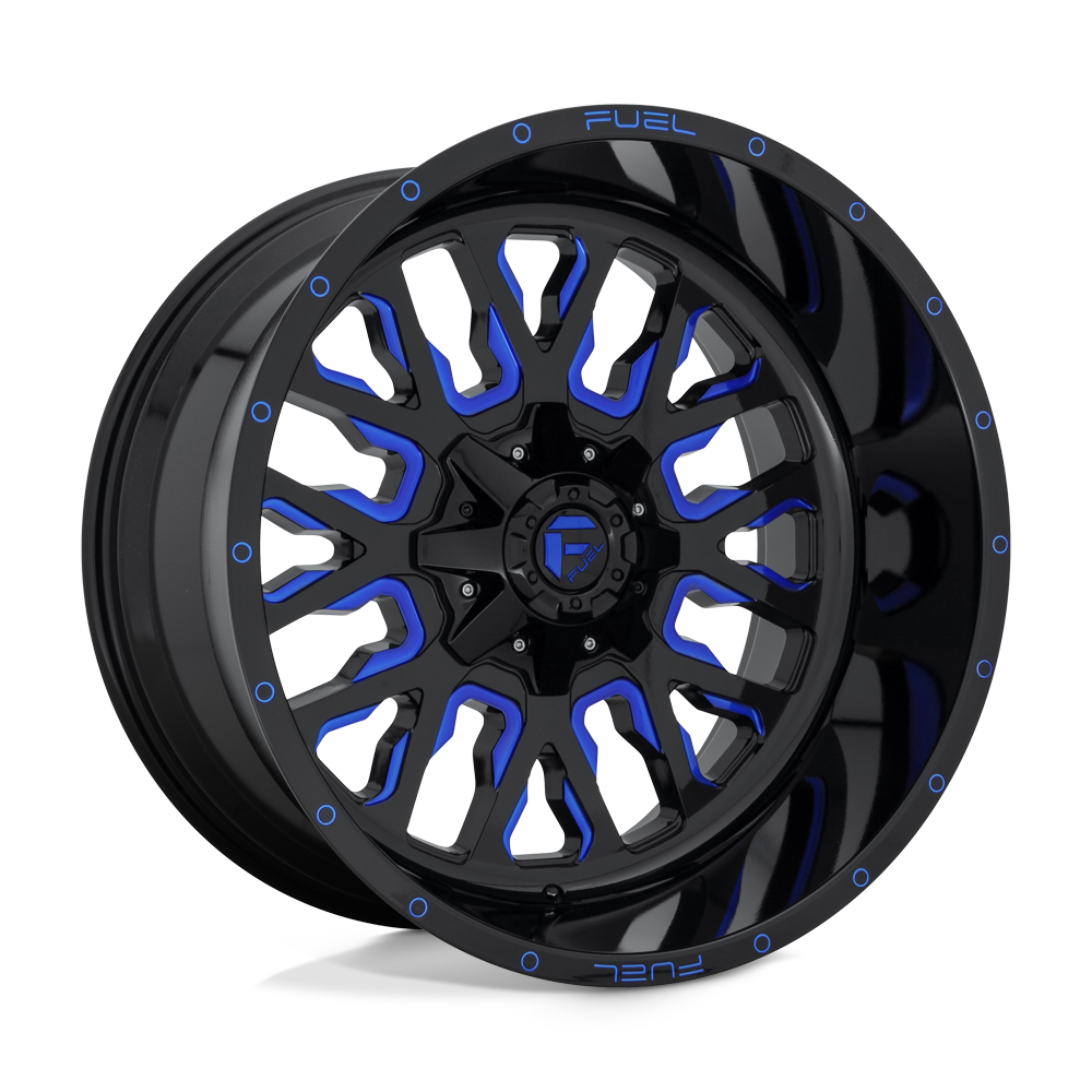Fuel 1PC D645 STROKE GLOSS BLACK BLUE TINTED CLEAR 22X12 8x170 et-44 125.1