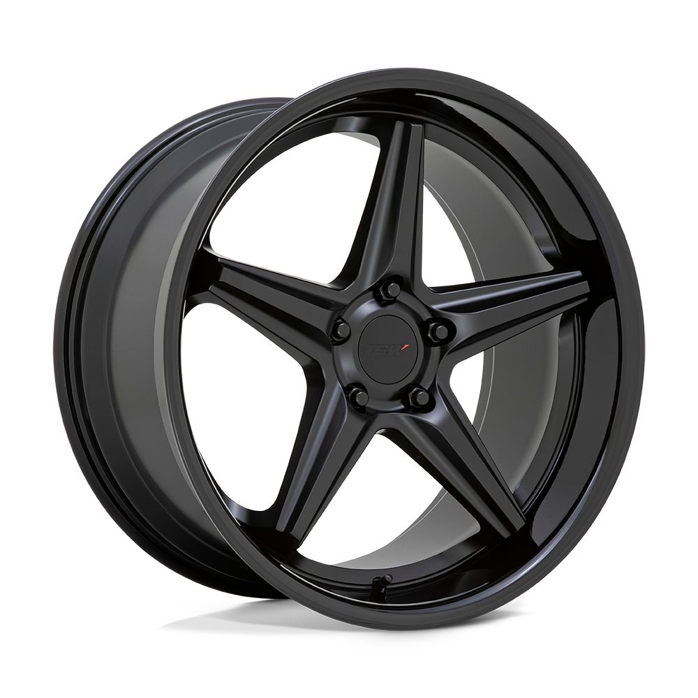 TSW LAUNCH MATTE BLACK W/ GLOSS BLACK LIP 20X8.5 5x120 et35 76.1