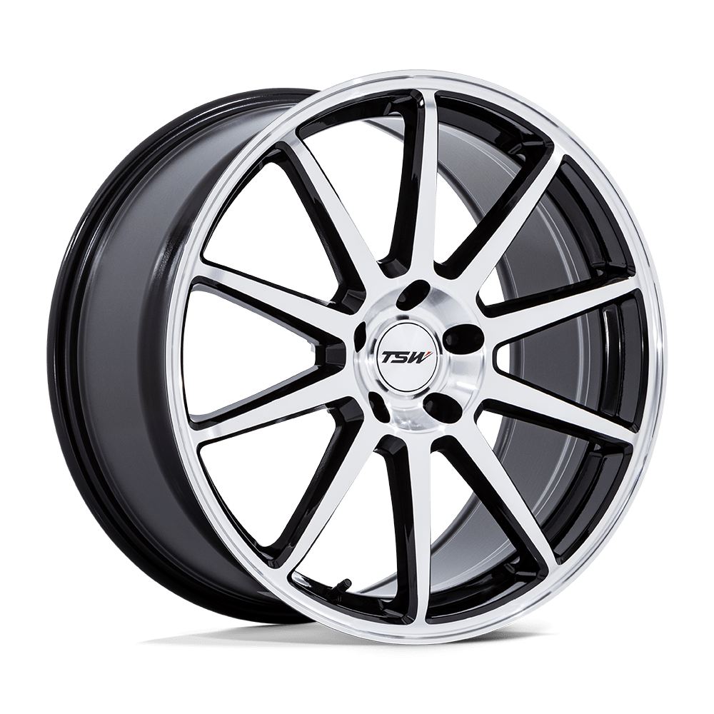 TSW TW004 CANARD GLOSS BLACK W/ MACHINED FACE 19X9.5 5x112 et25 66.56