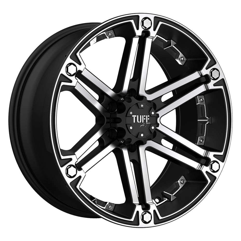 Tuff T01 FLAT BLACK W/ MACHINED FACE AND CHROME INSERTS 20X9 6x139.7 et-13 108