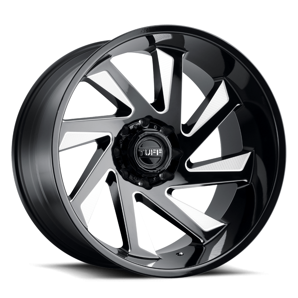 Tuff T1B GLOSS BLACK W/ MILLED SPOKES 26X14 6x139.7 et-72 112.1