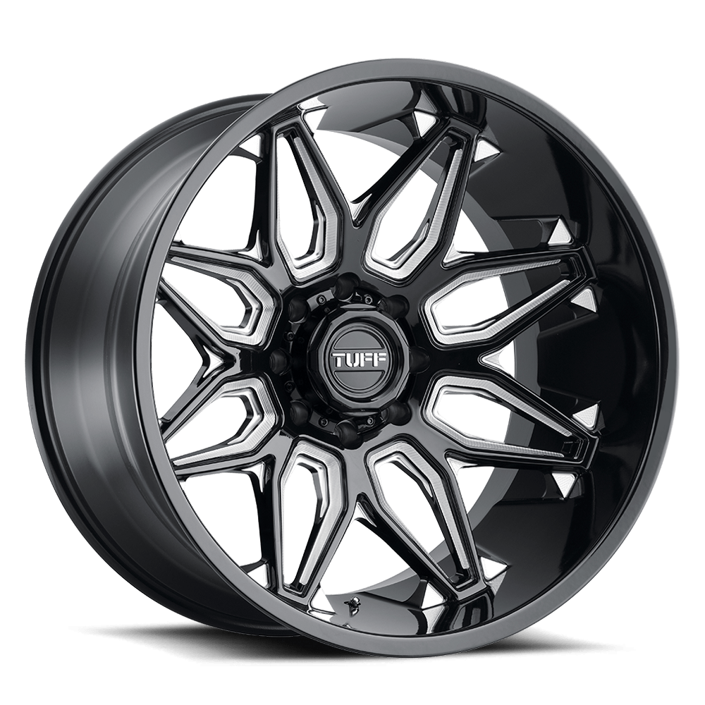 Tuff T3B GLOSS BLACK W/ MILLED SPOKES 26X14 8x165.1 et-72 125.1