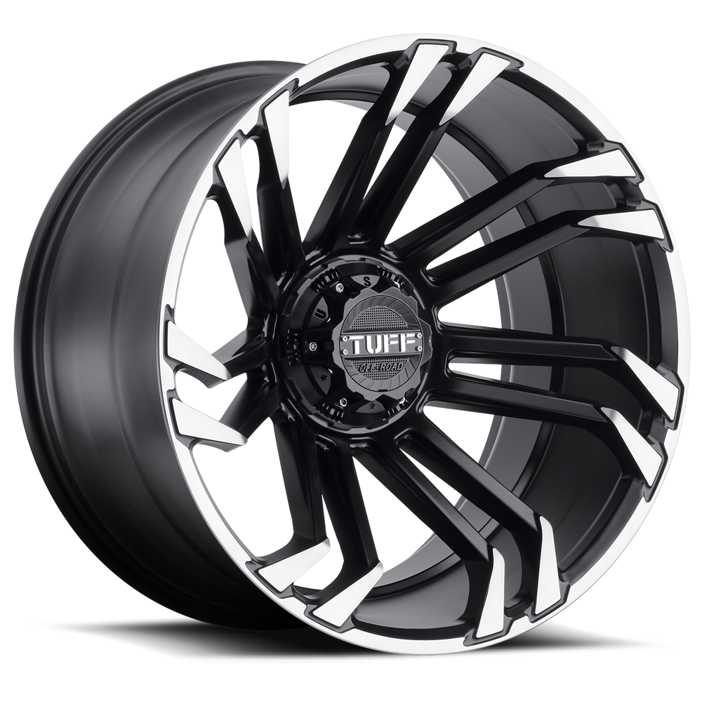 Tuff T21 MATTE BLACK W/ MACHINED FLANGE 22X12 6x135 et-45 87.1