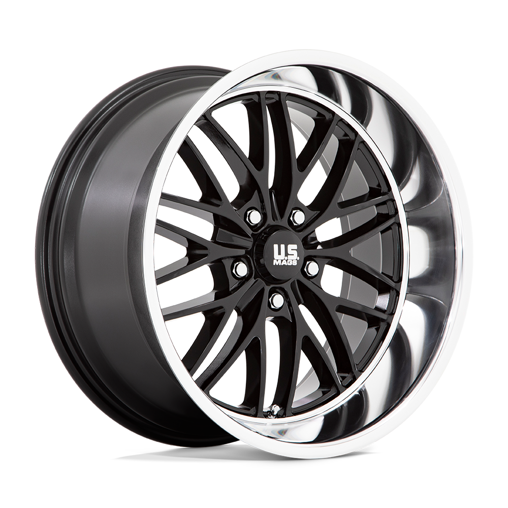 US Mag 1PC U138 SANTA CRUZ GLOSS BLACK W/ DIAMOND CUT LIP 20X10 5x120.65 et6 72.56