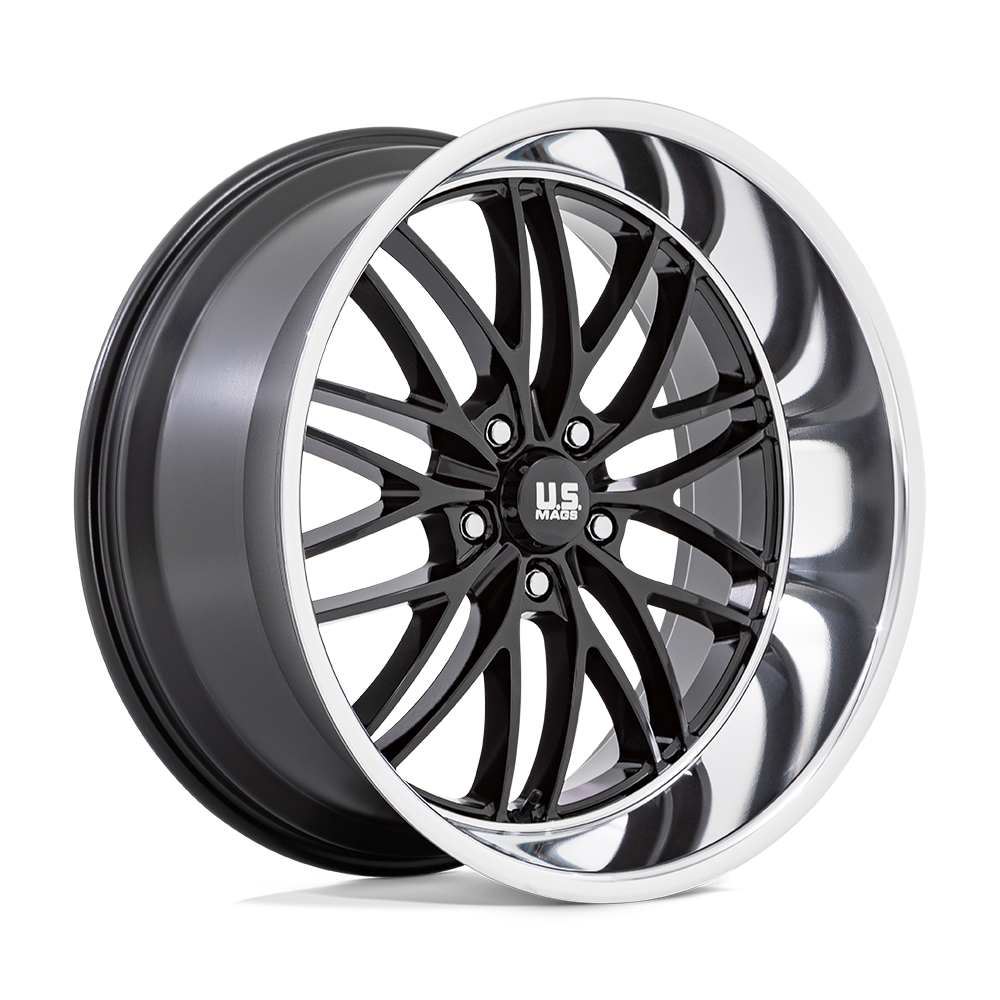 US Mag 1PC U138 SANTA CRUZ GLOSS BLACK W/ DIAMOND CUT LIP 22X10.5 5x127 et0 78.1