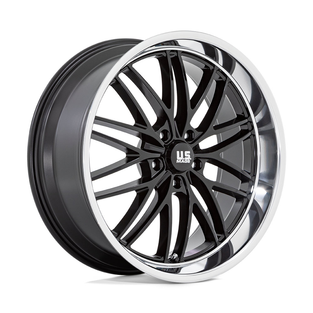 US Mag 1PC U138 SANTA CRUZ GLOSS BLACK W/ DIAMOND CUT LIP 22X9 5x127 et15 78.1