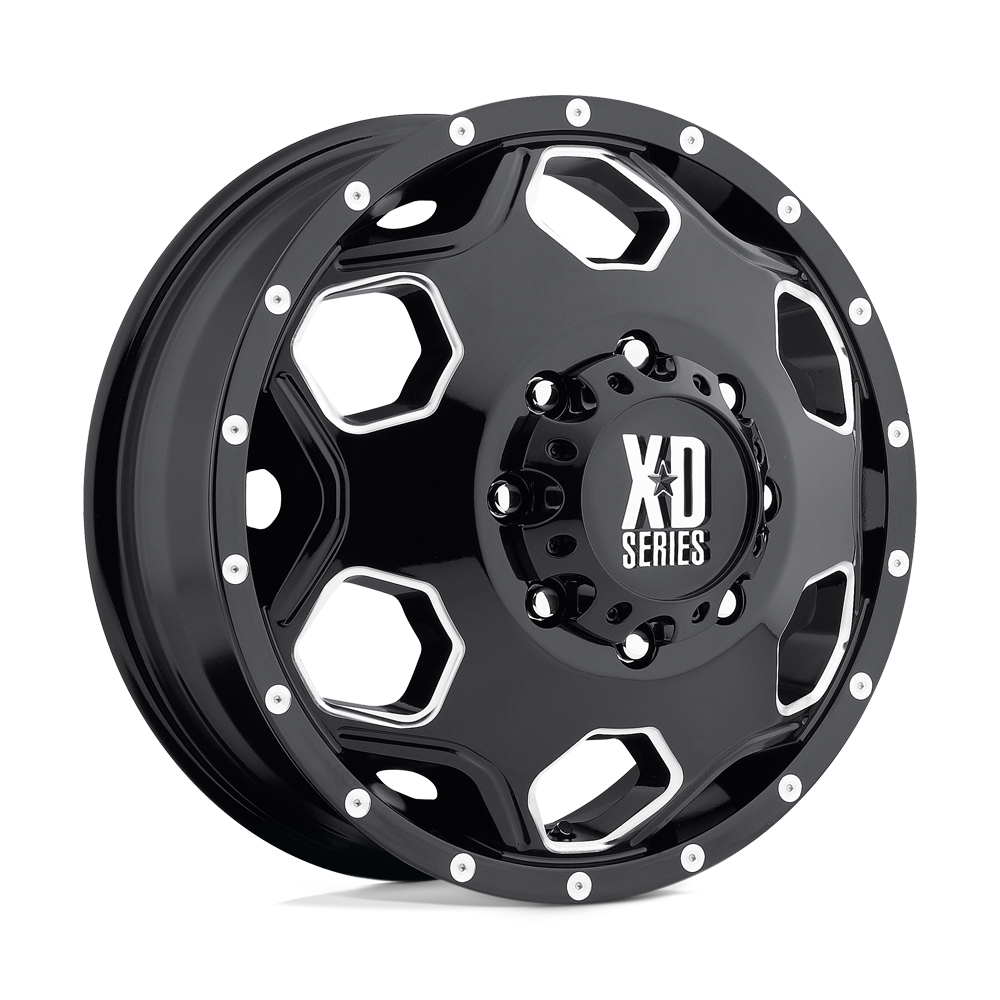 XD XD815 BATALLION DUALLY GLOSS BLACK W/ MILLED ACCENTS 22X8.25 8x170 et-175 125.1