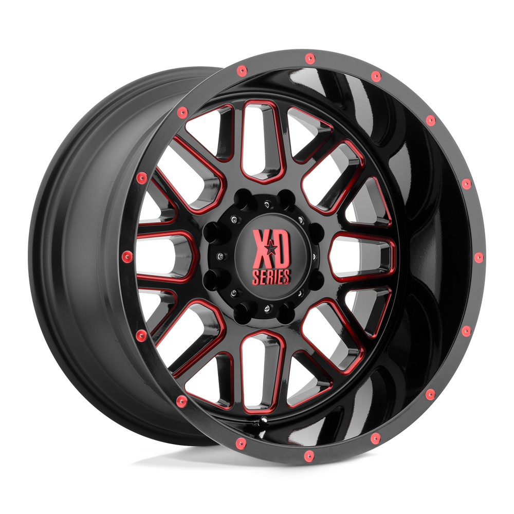 XD XD820 GRENADE SATIN BLACK MILLED W/ RED TINTED CLEAR COAT 20X10 8x170 et-24 125.1
