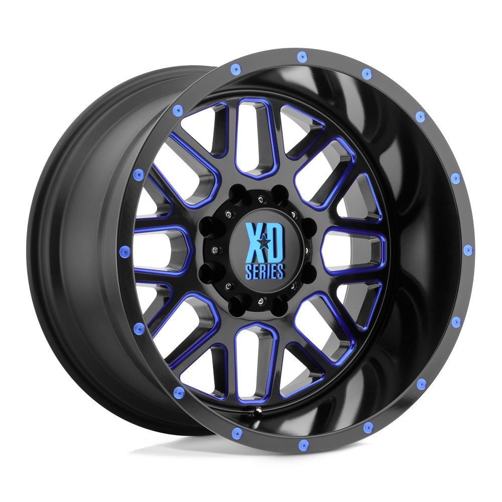 XD XD820 GRENADE SATIN BLACK MILLED W/ BLUE TINTED CLEAR COAT 20X10 8x170 et-24 125.1
